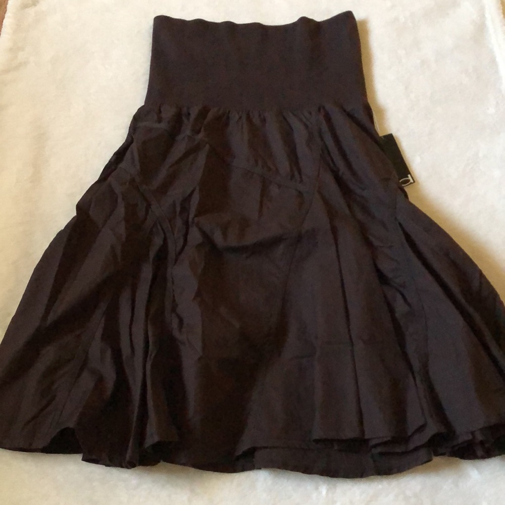 🤎 Dynamite Brown Cotton Fold Top Knee-length Skirt | XS